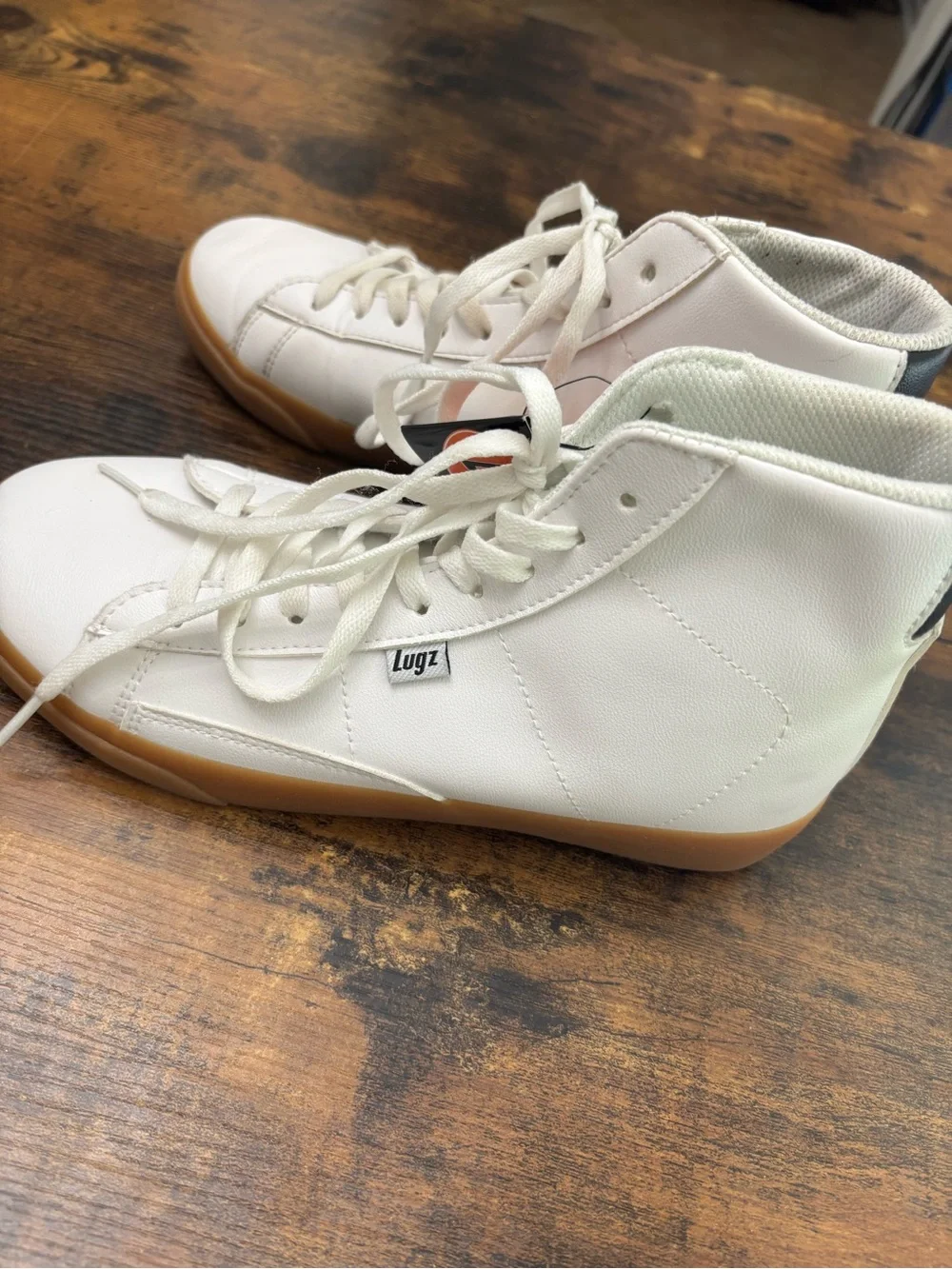 Lugz White High-Top Sneakers with Gum Sole